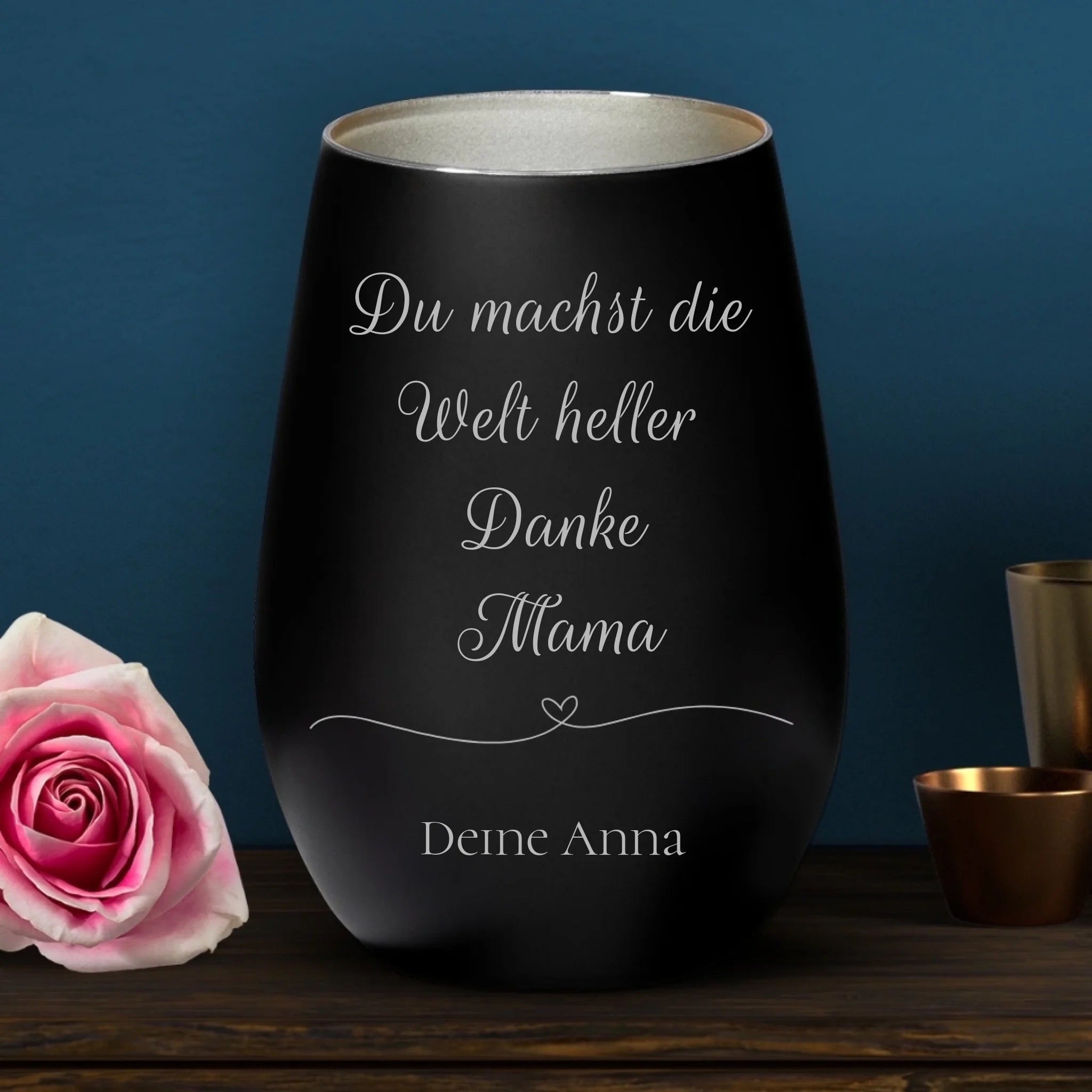 Windlicht schwarz-silber